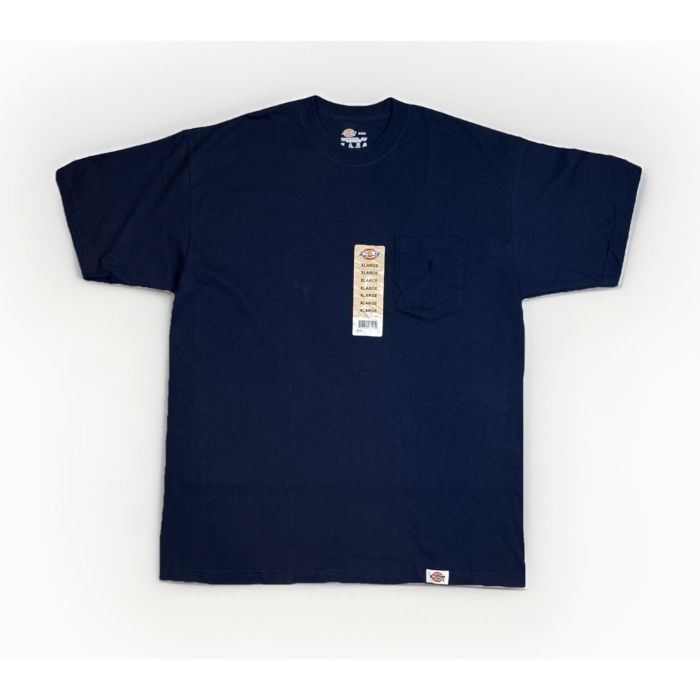 Dickies Heavyweight Cotton T-shirt Short Sleeve Dark Blue Front Pocket Mens XL